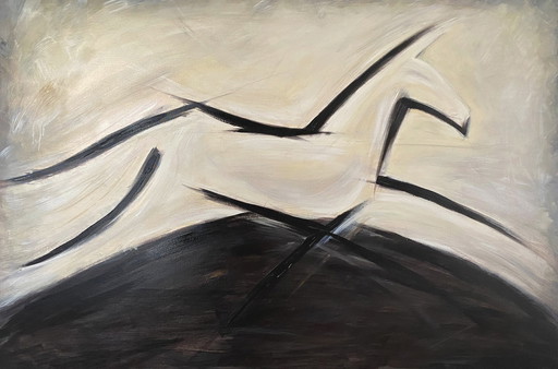 Leinwand Gemälde Equus1 ist auf Leinwand gemalt und auf einem 100X150X 4 Cm Holzrahmen aufgespannt