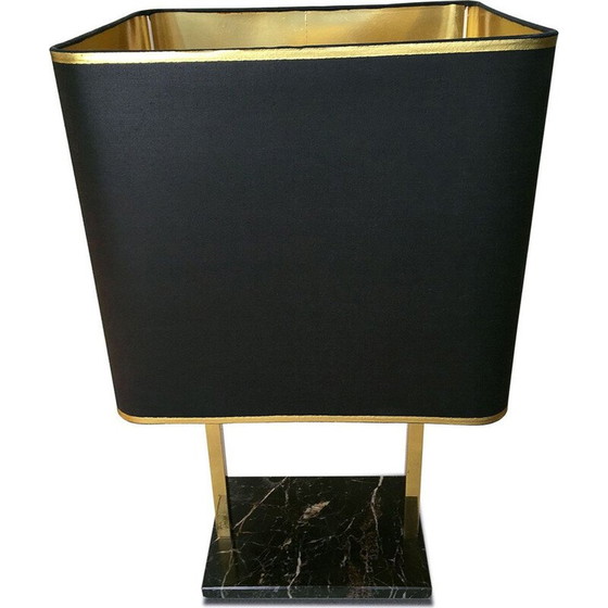 Image 1 of Vintage-Lampe aus Messing und schwarzem Marmor, 1970