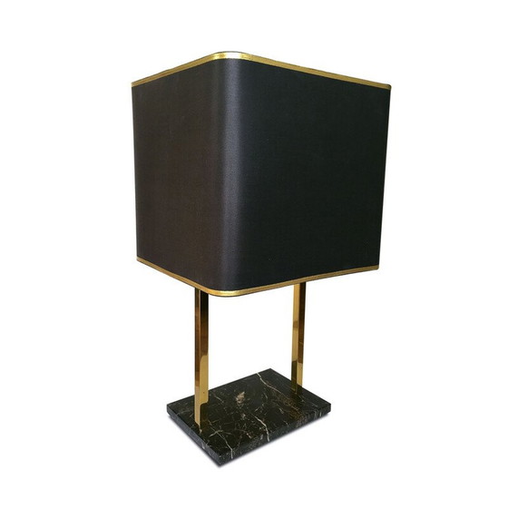 Image 1 of Vintage-Lampe aus Messing und schwarzem Marmor, 1970