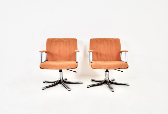 Image 1 of P126 Bürostühle von Osvaldo Borsani für Tecno, 1970er Jahre, 2er-Set