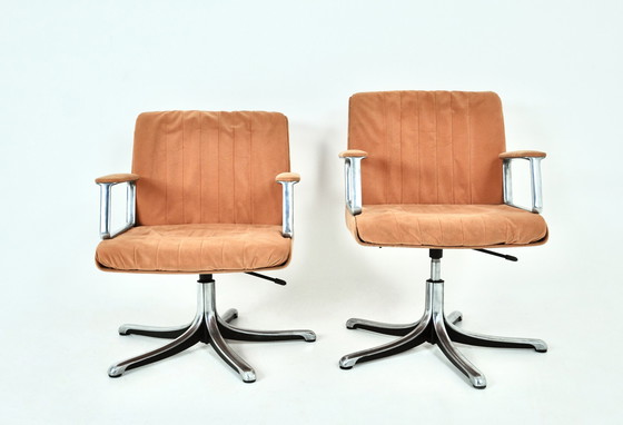 Image 1 of P126 Bürostühle von Osvaldo Borsani für Tecno, 1970er Jahre, 2er-Set