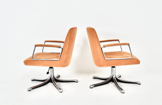 Image 1 of P126 Bürostühle von Osvaldo Borsani für Tecno, 1970er Jahre, 2er-Set