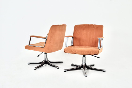 Image 1 of P126 Bürostühle von Osvaldo Borsani für Tecno, 1970er Jahre, 2er-Set