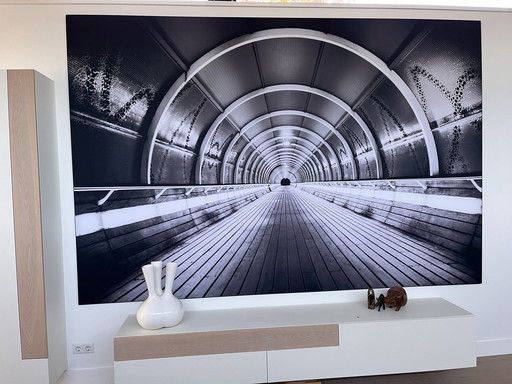 Schwarz-Weiß-Fotoleinwand: Tunnel bei Mediapark
