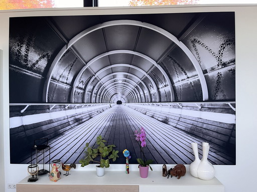 Schwarz-Weiß-Fotoleinwand: Tunnel bei Mediapark