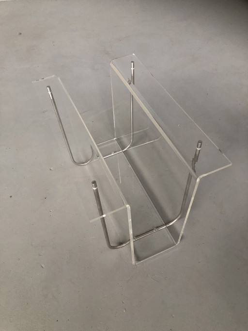 Vintage Zeitungsständer aus Plexiglas