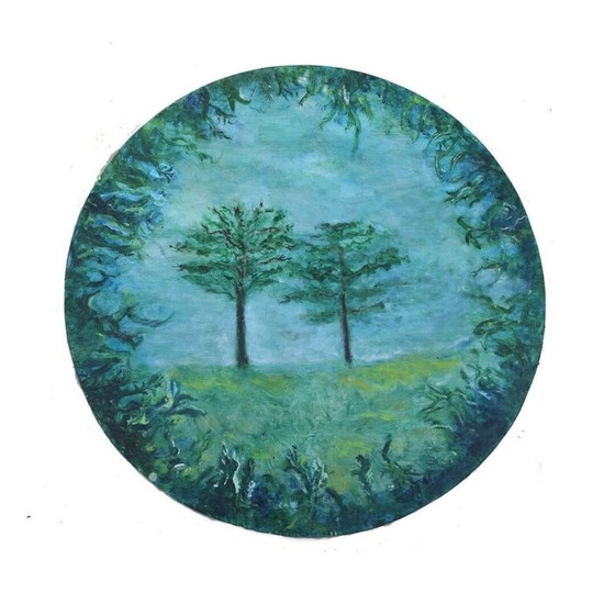 Image 1 of Vintage Öl auf Holz "Cercle Printanier 1" von Elodie Huré