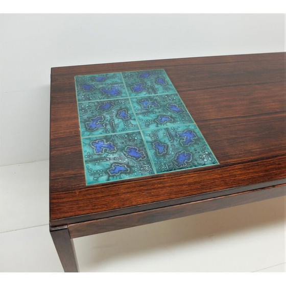 Image 1 of Skandinavischer Vintage-Couchtisch aus Palisanderholz und Keramikfliesen, 1960