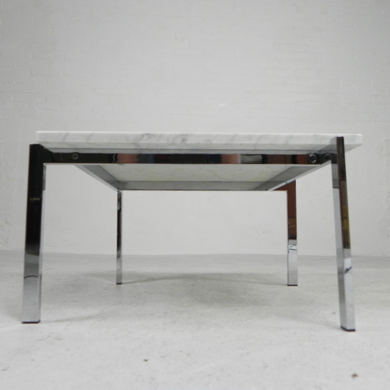 Image 1 of COUCHTISCH MIT CARRARA-MARMORPLATTE 60 X 60 CM, 1970ER JAHRE