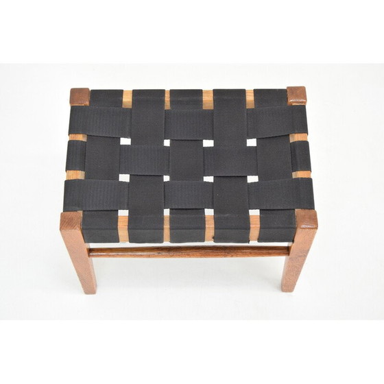 Image 1 of Mid Century Fußstütze aus Holz und Stoff, Tschechoslowakei 1960er Jahre