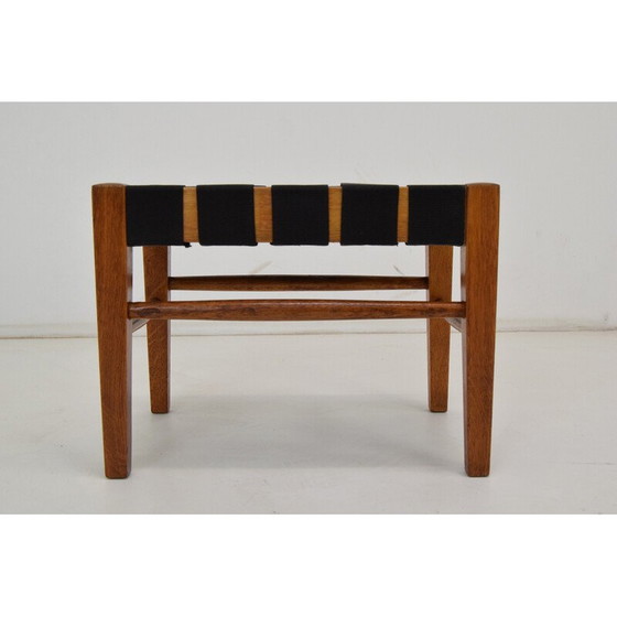 Image 1 of Mid Century Fußstütze aus Holz und Stoff, Tschechoslowakei 1960er Jahre