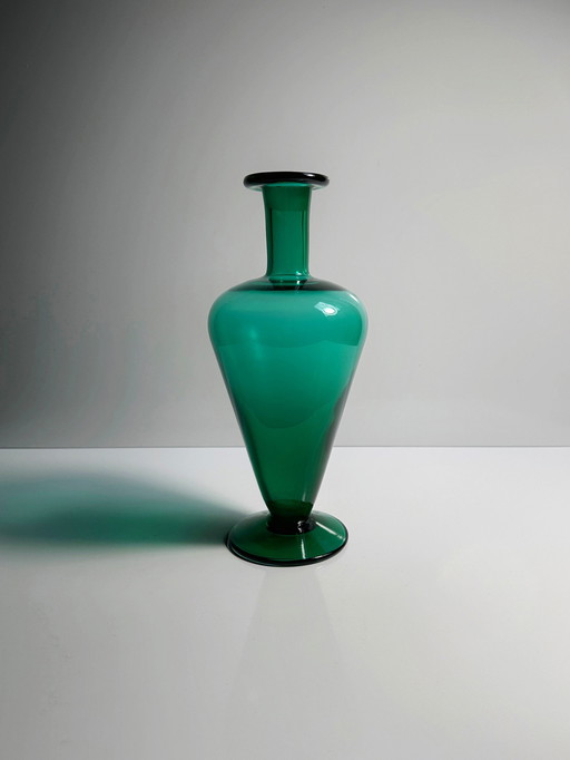 1990S Postmoderne Blumenvase Grün Glas Schweden 90Er Vintage Vase Amphore Amphorenvase Glas Grün Memphis