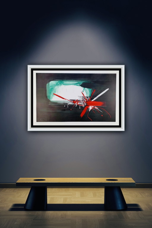 Georges Mathieu: "Komposition, 1958". In der Platte signiert.