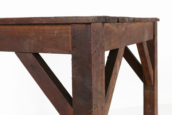Image 1 of  Französischer industrieller Konsolentisch aus Holz, 1920er Jahre