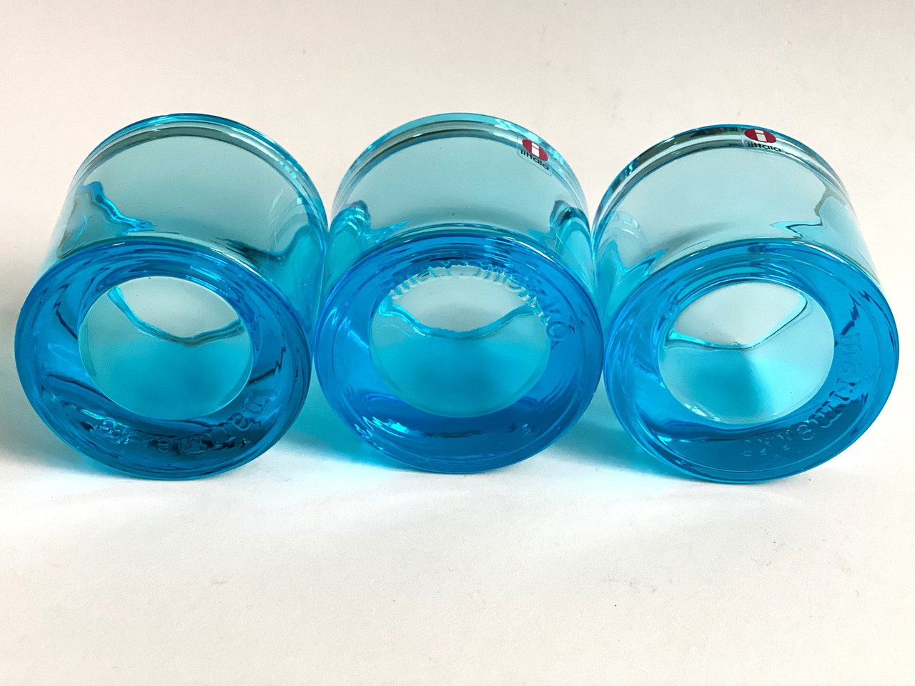 3x hellblaue Kivi Iittala Marimekko Kivi Teelichthalter