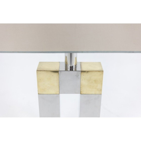 Image 1 of Geometrische Vintage-Lampe aus silbernem und goldenem Metall, Italien 1970