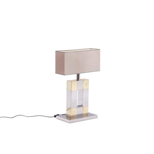 Geometrische Vintage-Lampe aus silbernem und goldenem Metall, Italien 1970