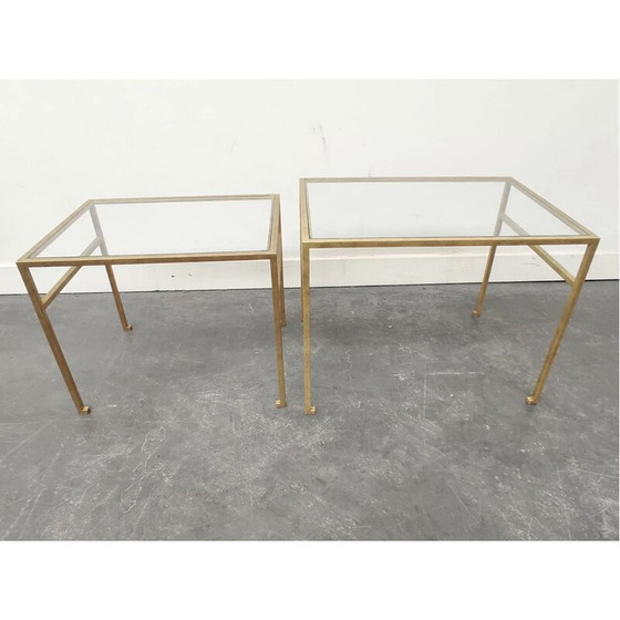 Image 1 of Nisttische aus Messing und Glas, 1970