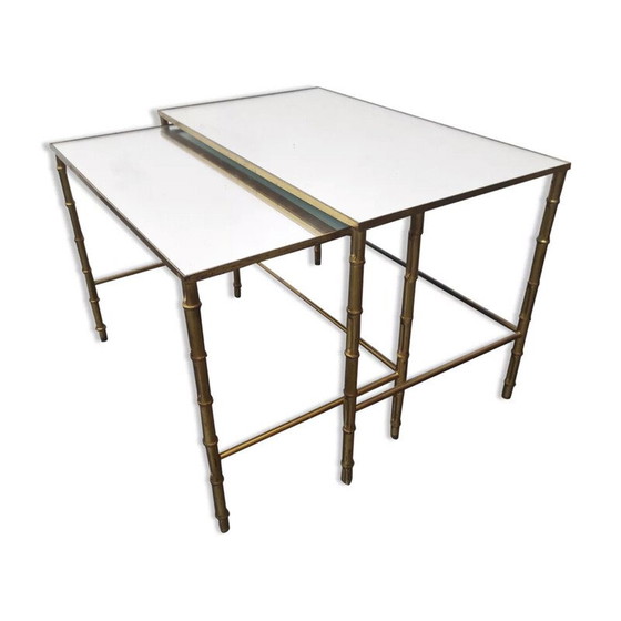 Image 1 of Nisttische aus Messing und Glas, 1970