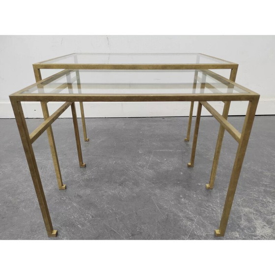 Image 1 of Nisttische aus Messing und Glas, 1970