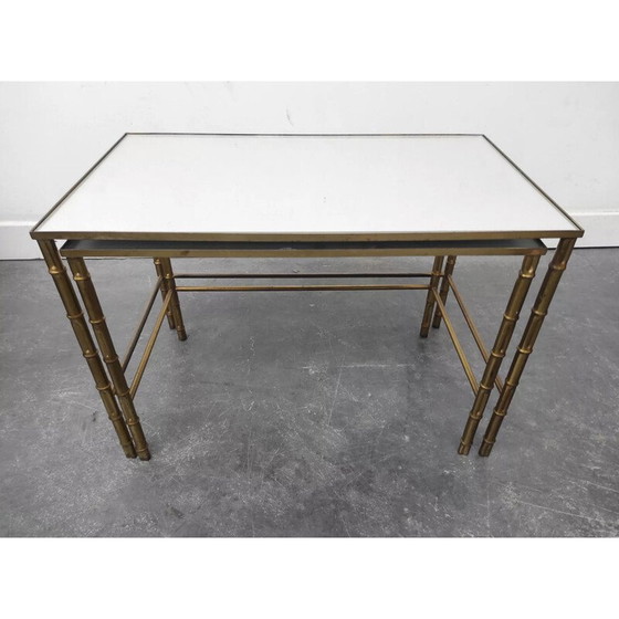 Image 1 of Nisttische aus Messing und Glas, 1970