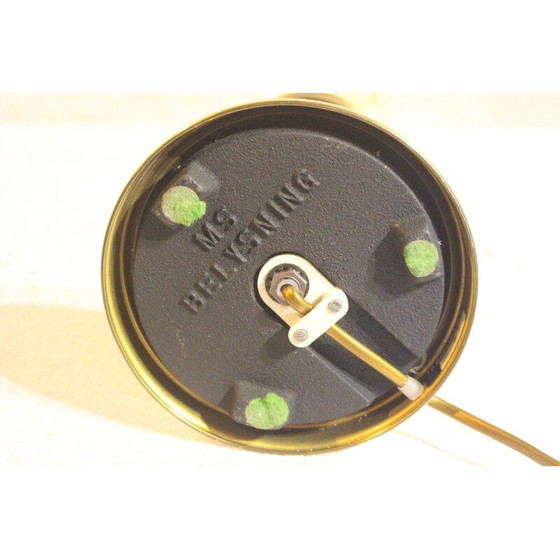 Image 1 of Dänische Vintage Messing Tischlampe mit blauem Schirm