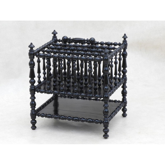 Image 1 of Vintage-Zeitschriftenständer aus schwarzem Lack und Holz