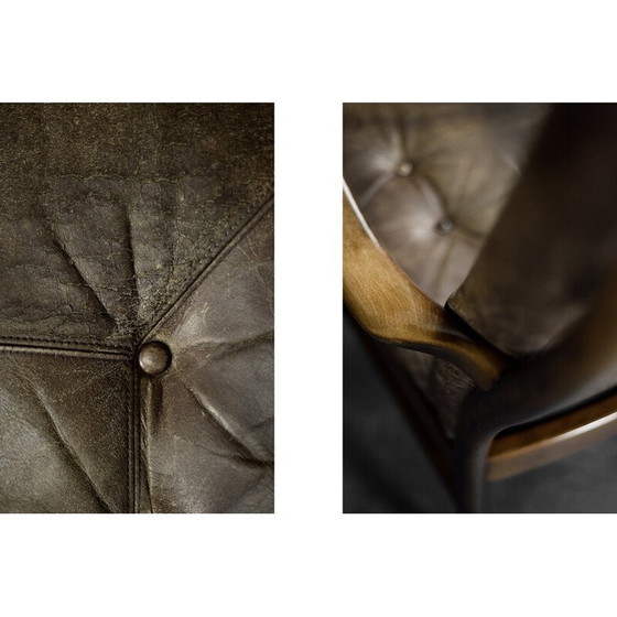 Image 1 of Vintage Dänischer Sessel aus Buchenholz und braunem Leder von Farstrup Møbler, 1970er