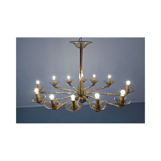 Image 1 of Vintage Muranoglas-Kronleuchter Venini, Italienisch 1940er Jahre