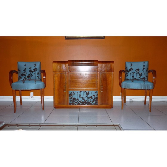 Image 1 of Set aus einem Eltax-Verstärker und seinen 2 Vintage-Sesseln aus Holz und Stoff, 1950