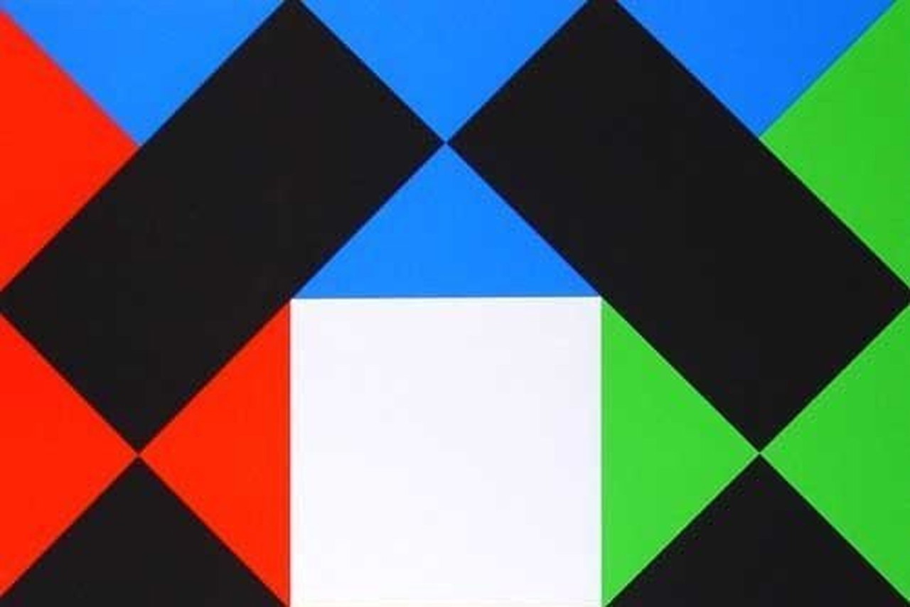 Max Bill、Struktur mit drei Farben Max Bill --Farbsiebdruck --Geometrie in Farbe von 1972 | €69 | Whoppah