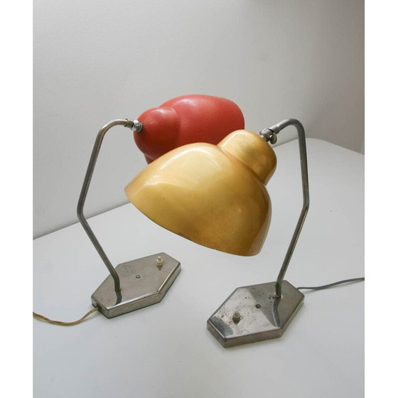 Image 1 of Karminrote Vintage-Tischlampe von Inkop, 1960er Jahre