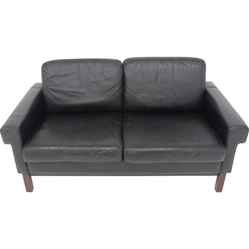 Skandinavisches 2-Sitzer-Ledersofa, Schweden, 1950