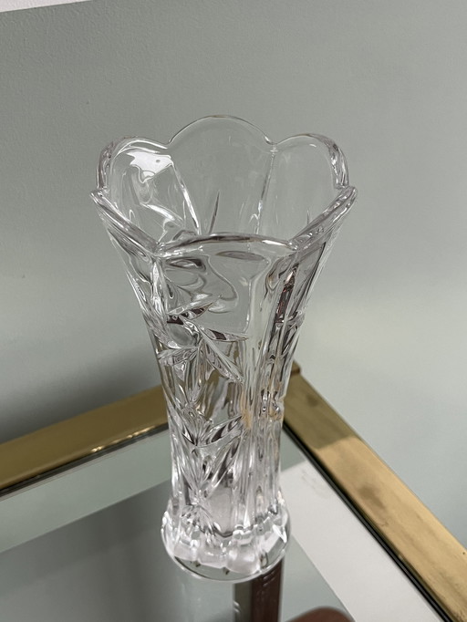 Vintage Glas Vase geschliffene Details