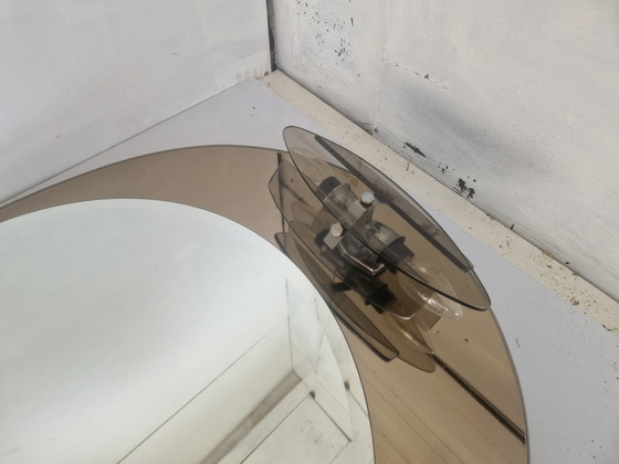 Image 1 of Italienischer Raumzeitalter-Spiegel mit zwei Wandleuchtern