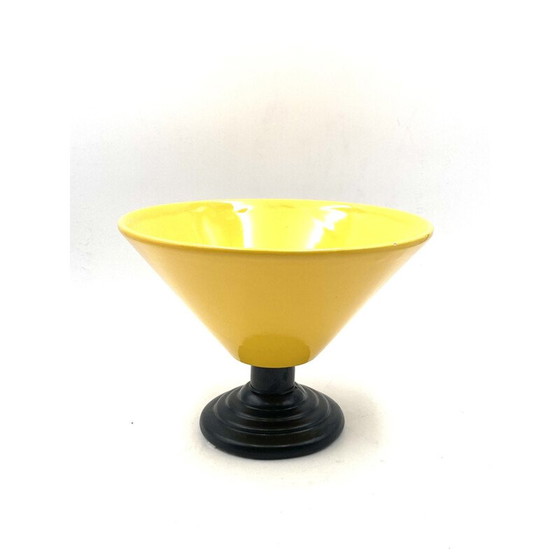 Image 1 of Kegelförmige gelbe Keramikvase, Italien 1980