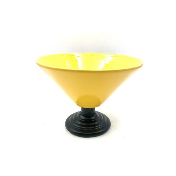 Image 1 of Kegelförmige gelbe Keramikvase, Italien 1980