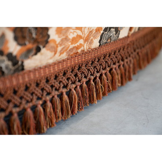 Image 1 of Vintage 3-Sitzer Sofa aus Holz und Chenille-Stoff mit zwei Sesseln, Italien 1970
