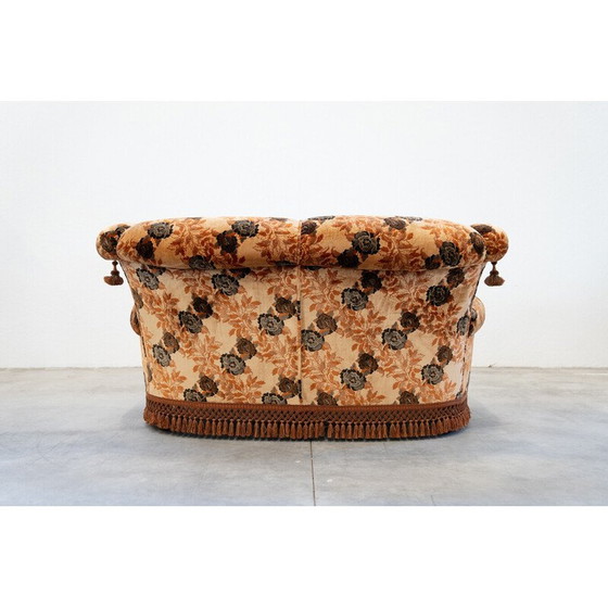 Image 1 of Vintage 3-Sitzer Sofa aus Holz und Chenille-Stoff mit zwei Sesseln, Italien 1970