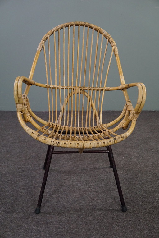 Rattan mit Armlehnen, Dutch Design, 1960