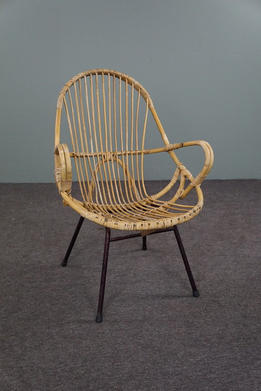 Rattan mit Armlehnen, Dutch Design, 1960