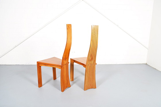 Image 1 of 2x Cherry Pearl Dot Plank Back Chairs von Robert Williams