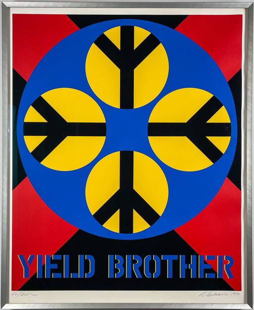 Robert Indiana – Yield Brother, 1971 – Siebdruck auf dickem Velinpapier. Professionell gerahmtes Museumsglas