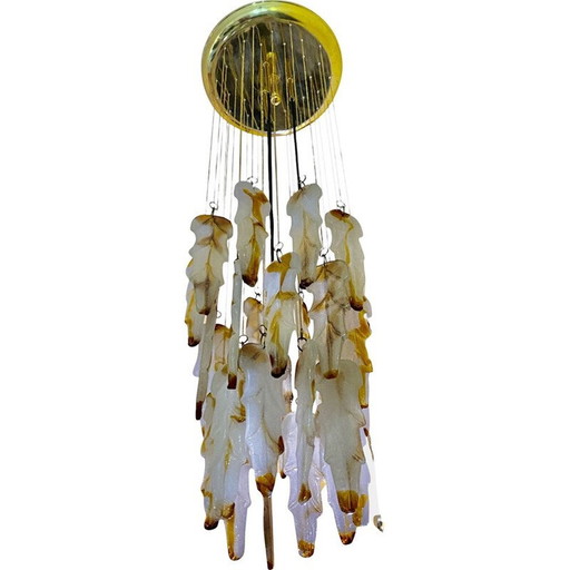 Vintage-Pendelleuchte aus Eisblumenglas von Carlo Nason für Mazzega, 1970er Jahre