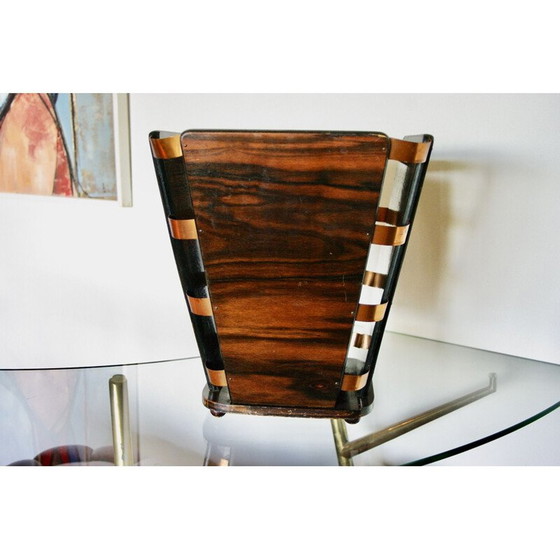 Image 1 of Vintage-Papierkorb aus Ebenholz und Makassar-Messing von E J Ruhlmann, 1930