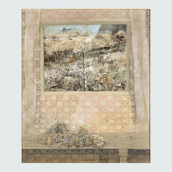 Image 1 of Öl auf Leinwand vintage "Fiori und finestra" von Giuseppe Banchieri, 1979