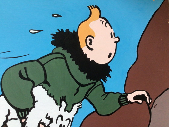 Image 1 of Gouache von Tintin 60 x 60 cm auf Karton gemalt