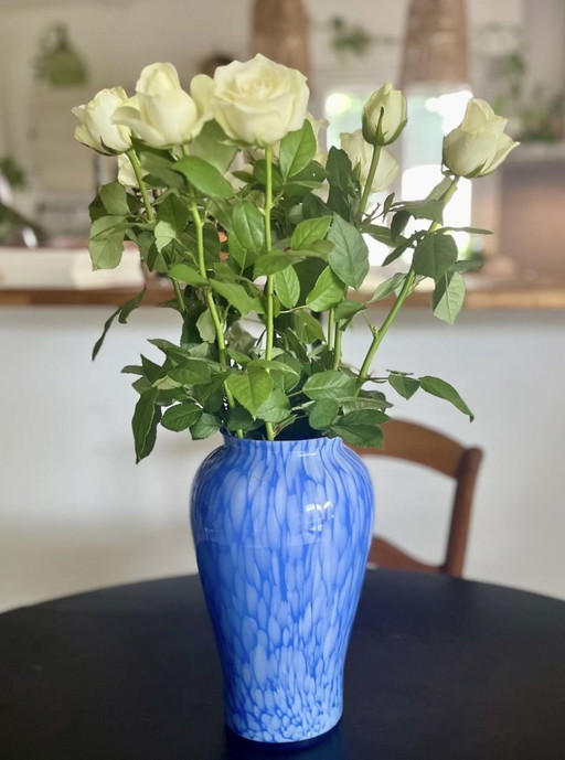 Französische Blaue Vase Aus Der Manufaktur Von Clichy Aus Der Mitte Des Jahrhunderts