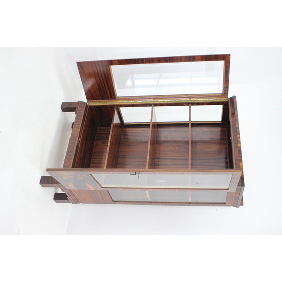 Image 1 of Vintage Art Deco Vitrine in Palisander und Glas, Tschechoslowakei 1930er Jahre