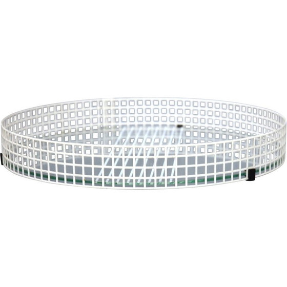 Image 1 of Vintage-Tablett aus Glas, perforiertem Metall und schwarzem Kunststoff, 1970er Jahre